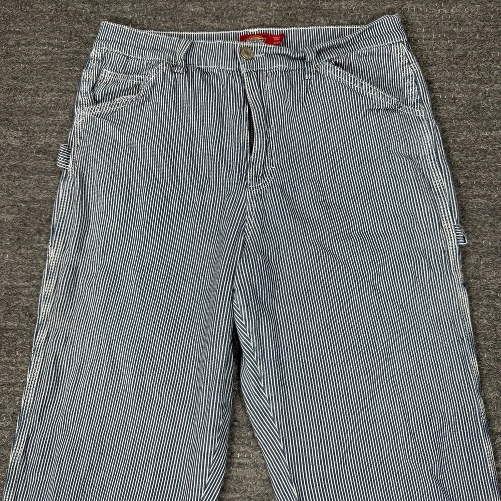 Dickies Carpenter Pants Women 29 Hickory Railroad Stripe Ankle Hipster Workwear